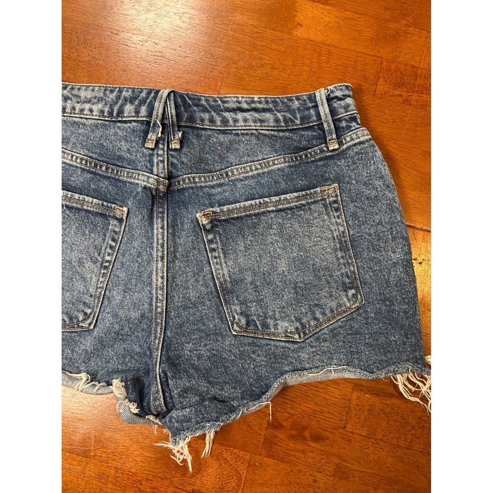 Good American Denim Shorts Womens 6/28 Blue Cut Off Raw Hem High Rise Distressed - Picture 9 of 9
